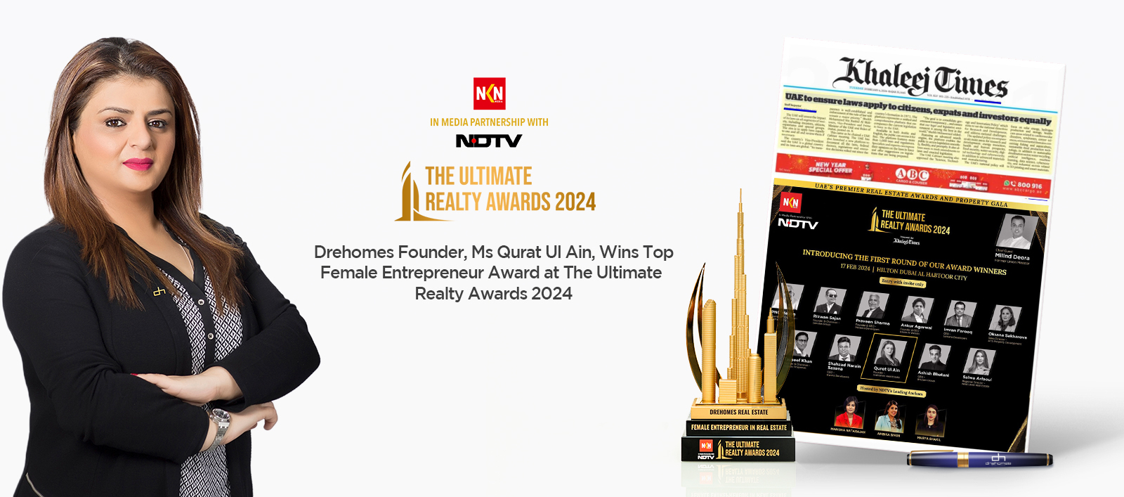 Drehomes Founder, Ms Qurat Ul Ain, is a First-Round Winner at The Ultimate Realty Awards 2024