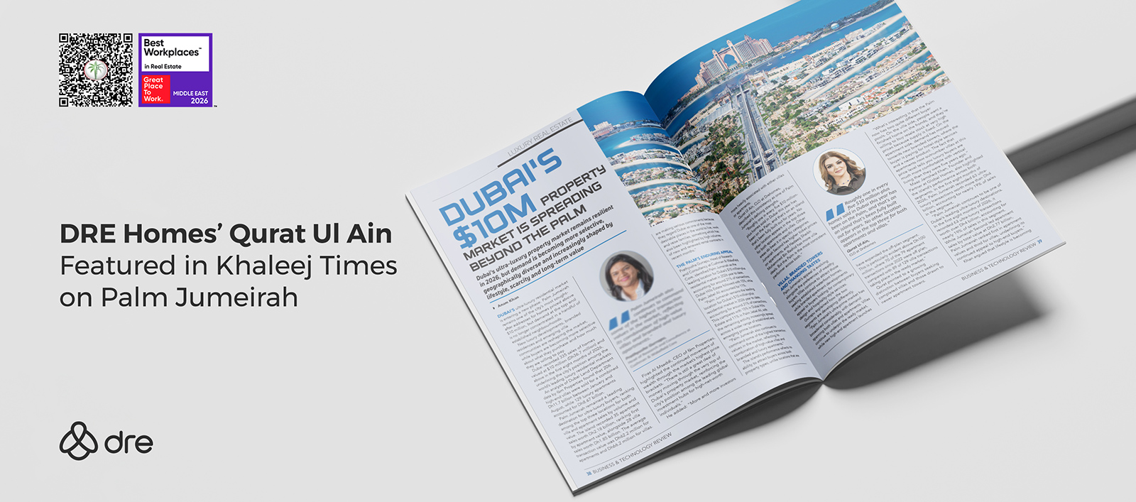 DRE Homes’ Qurat Ul Ain Featured in Khaleej Times on Palm Jumeirah