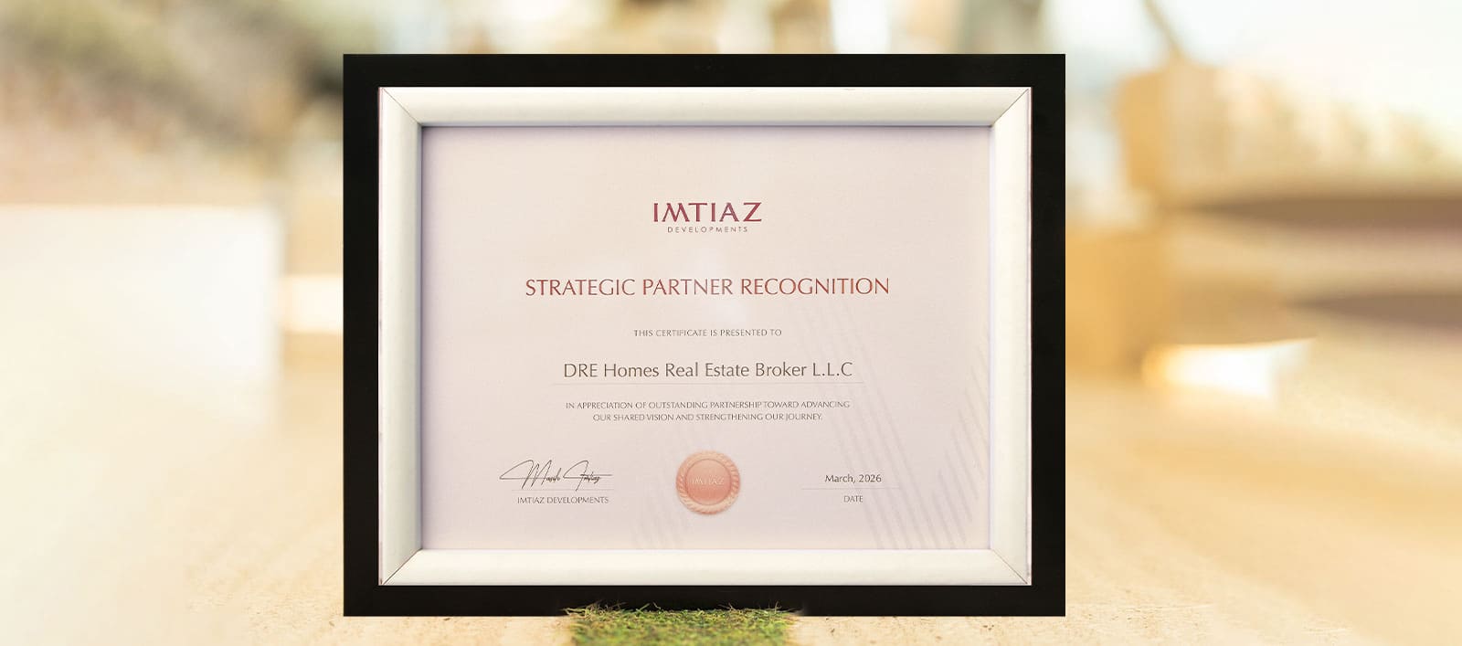 DRE Recognised as Strategic Partner recognition by Imtiaz Developments