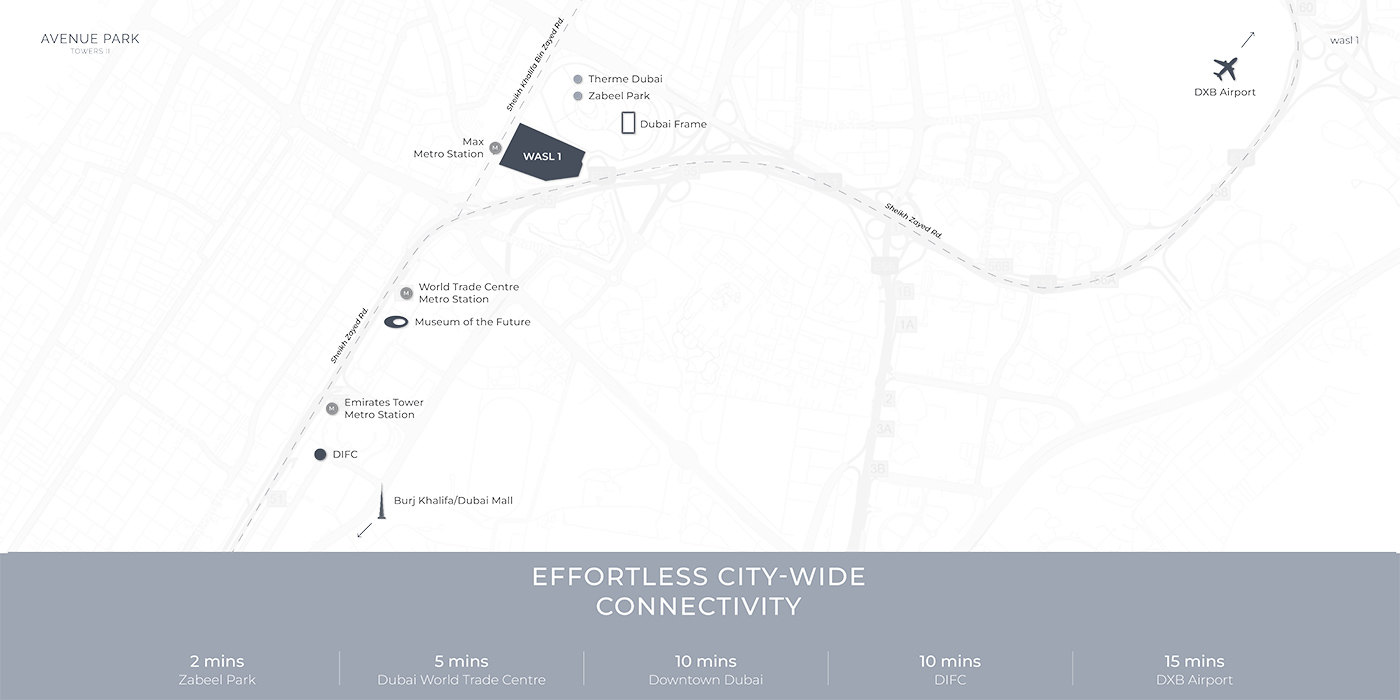 Avenue Park Towers 2 by Wasl, Dubai Location