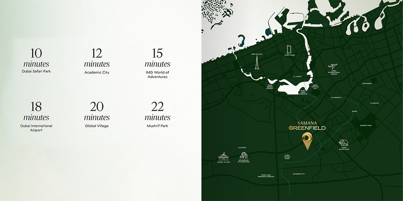 SAMANA Greenfield in Warsan, Dubai Location
