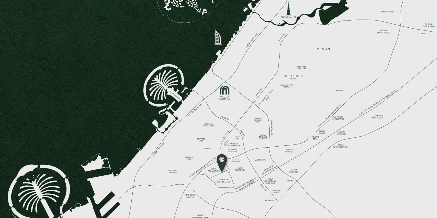 Golf Terrace Residences at Dubai Production City location